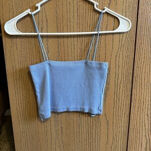 Zara: light blue cropped tank, straight neck line